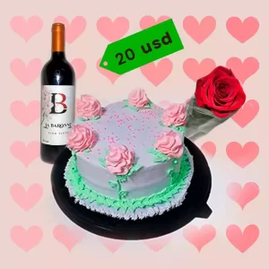 Combo Cake, Vino y Flor